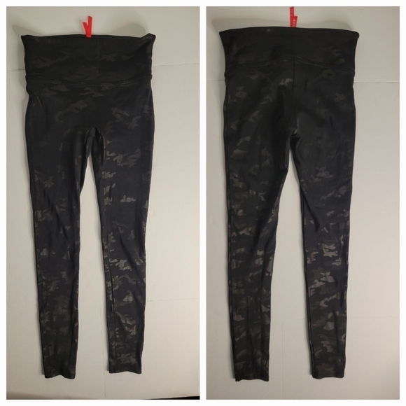 Spanx Sz S Dark Camo Green  Leggings Stretch High Rise Full Length - Picture 1 of 5
